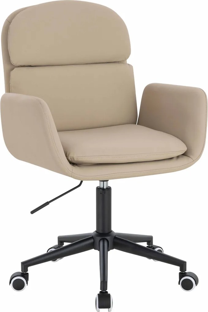 HR480K Scaun Crem Piele Ecologica Premium Soft cu Bază Neagră