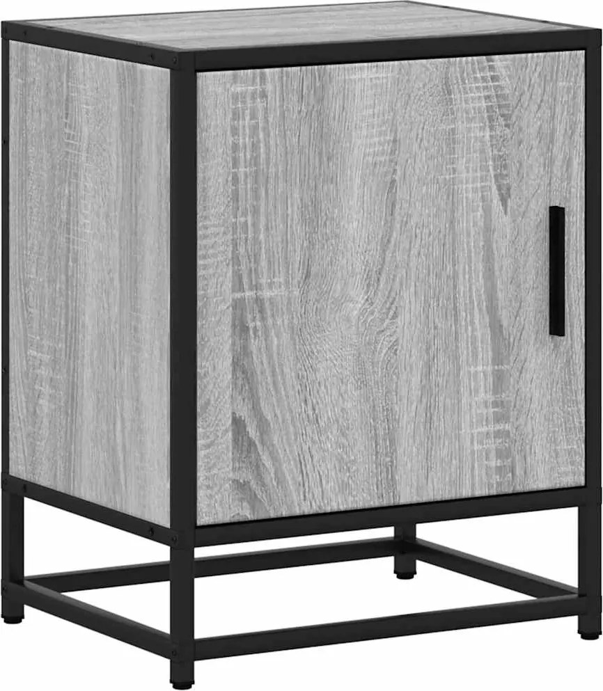 vidaXL Noptiera gri Sonoma 40x31x50 cm lemn prelucrat si metal
