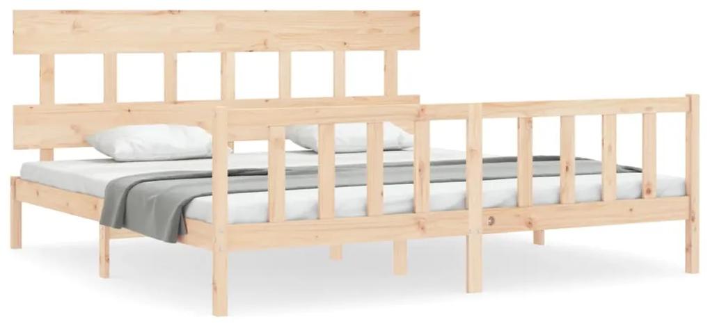 3193356 vidaXL Cadru pat cu tăblie 200x200 cm, lemn masiv de pin