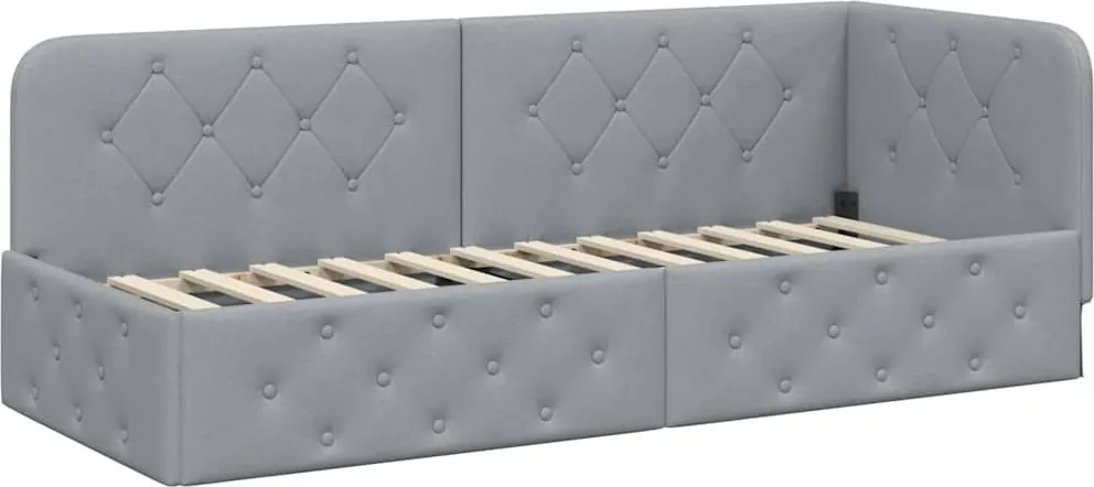 vidaXL Cadru de pat colțar Gri deschis 80 x 200 cm țesătură