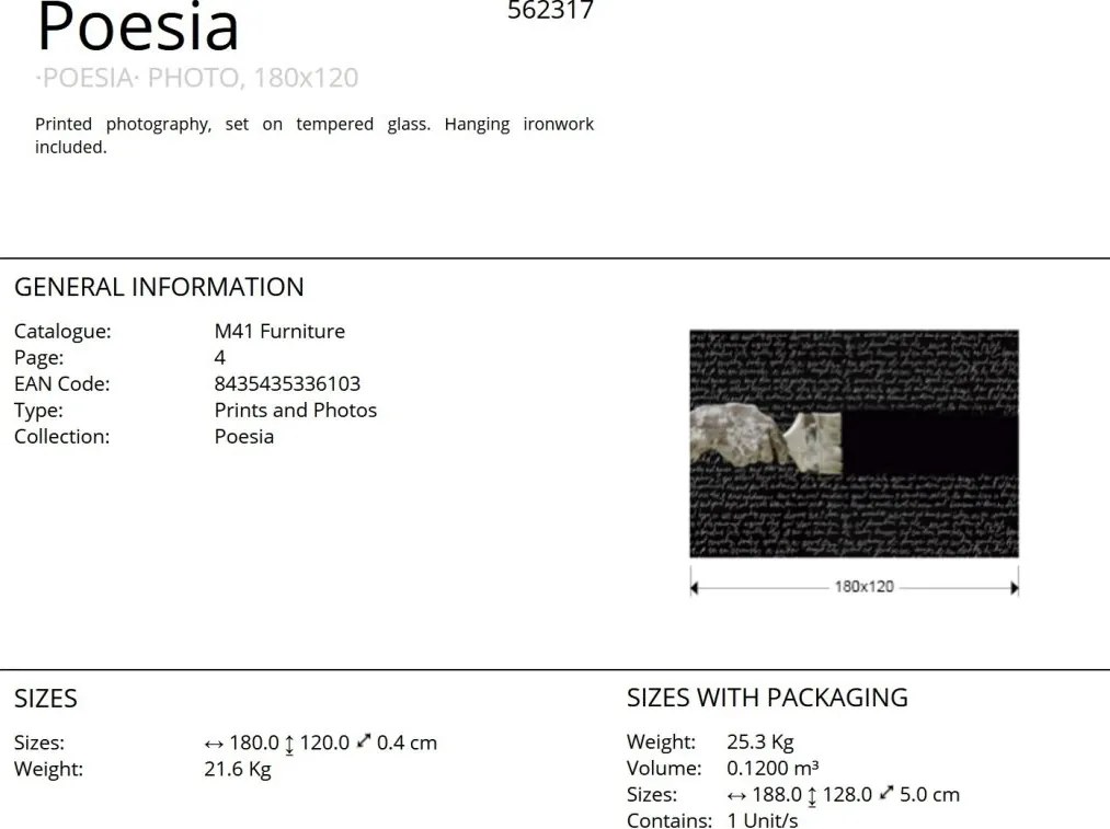 Tablou de perete decorativ Poesia, 180x120cm