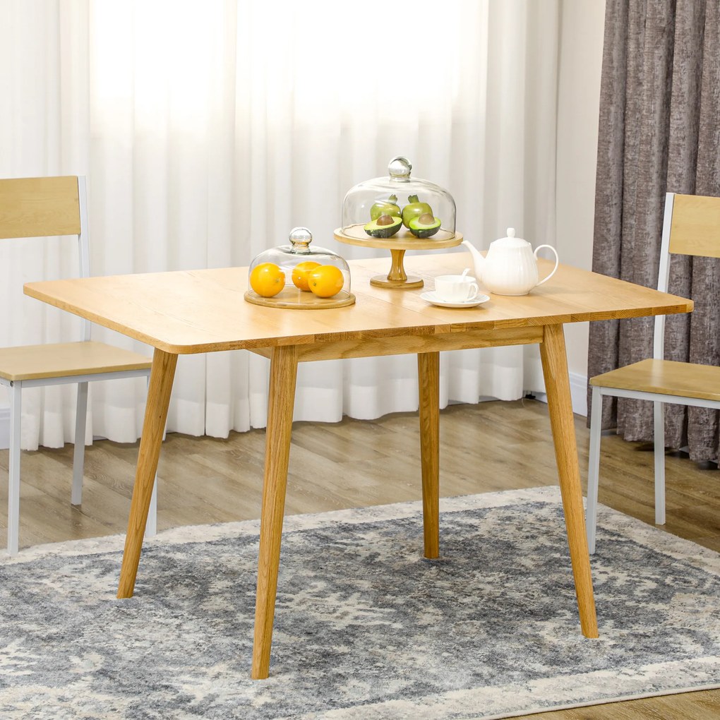 Masa de sufragerie HOMCOM pliabila de 130 cm pentru 4–6 persoane, Stejar | Aosom RO