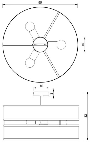 Lustră aplicată GLUM 3xE27/60W/230V neagră