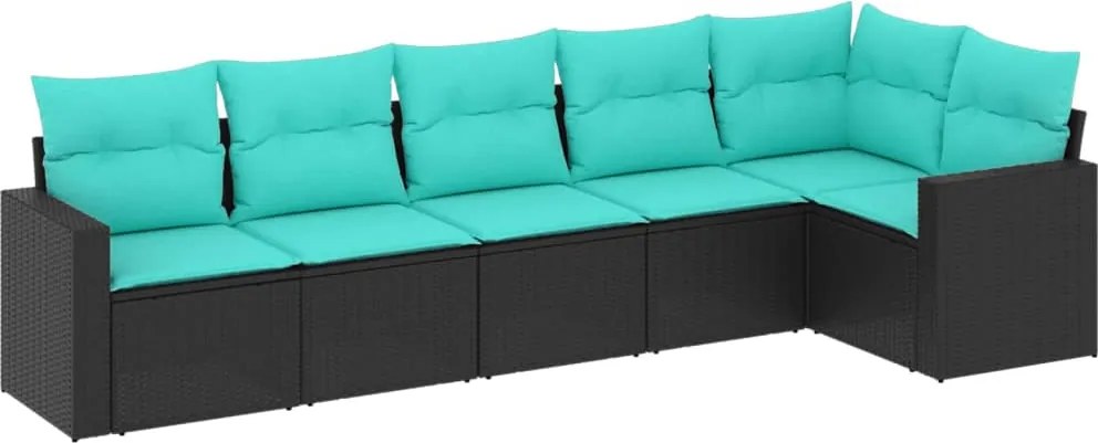 vidaXL Set canapele de grădină cu perne, 6 piese, negru, poliratan