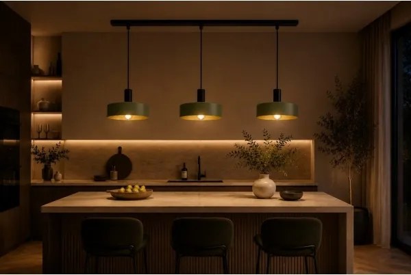 Lustră pe cablu HAKI 3xE27/60W/230V verde/negru