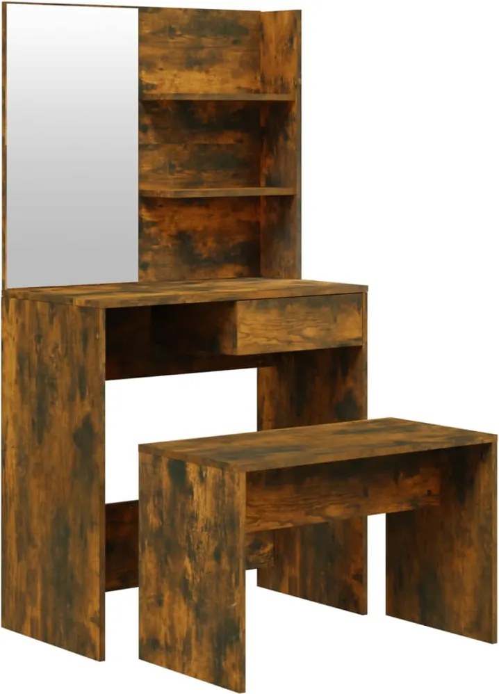 vidaXL Set măsuță de toaletă, stejar afumat, 74,5x40x141 cm