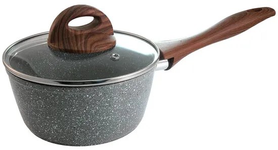 Cratita cu capac sticla YENA, 5 ani garantie, marmorata, neaderenta 1,2 L 16 cm