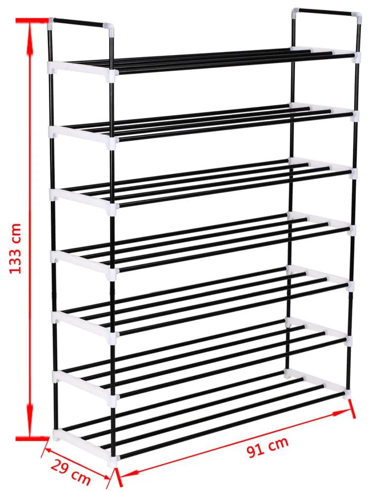 Raft incaltaminte cu 7 etajere din metal si plastic, negru 1, Negru, 7