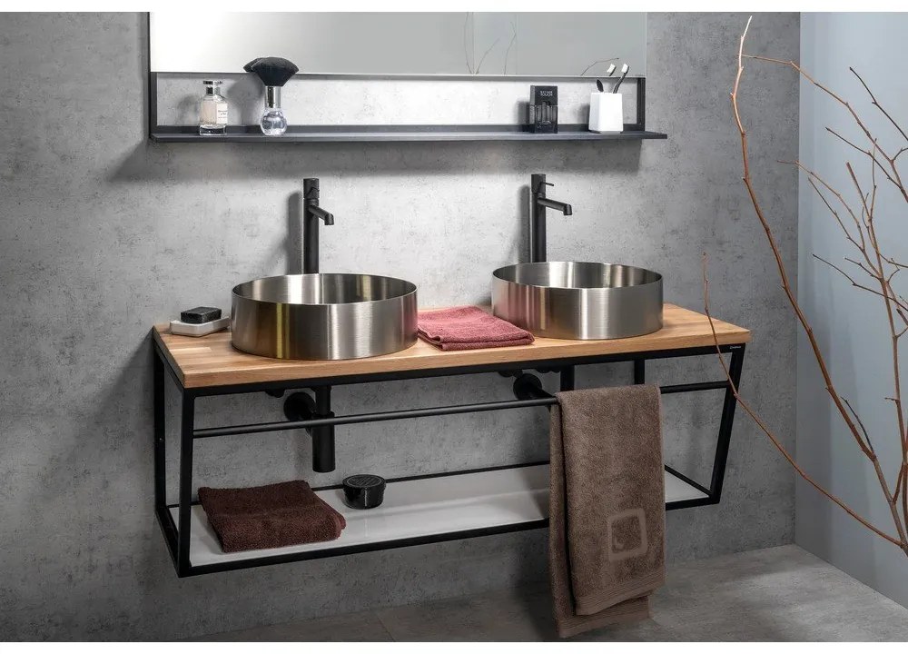 Chiuvetă argintie rotundă din oțel inoxidabil ø 38 cm Aurum – Sapho