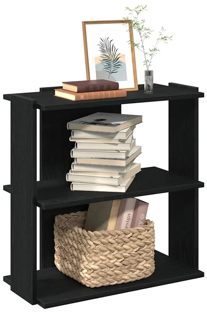 vidaXL Bibliotecă cu 3 niveluri, negru, 60x30x60 cm, lemn prelucrat