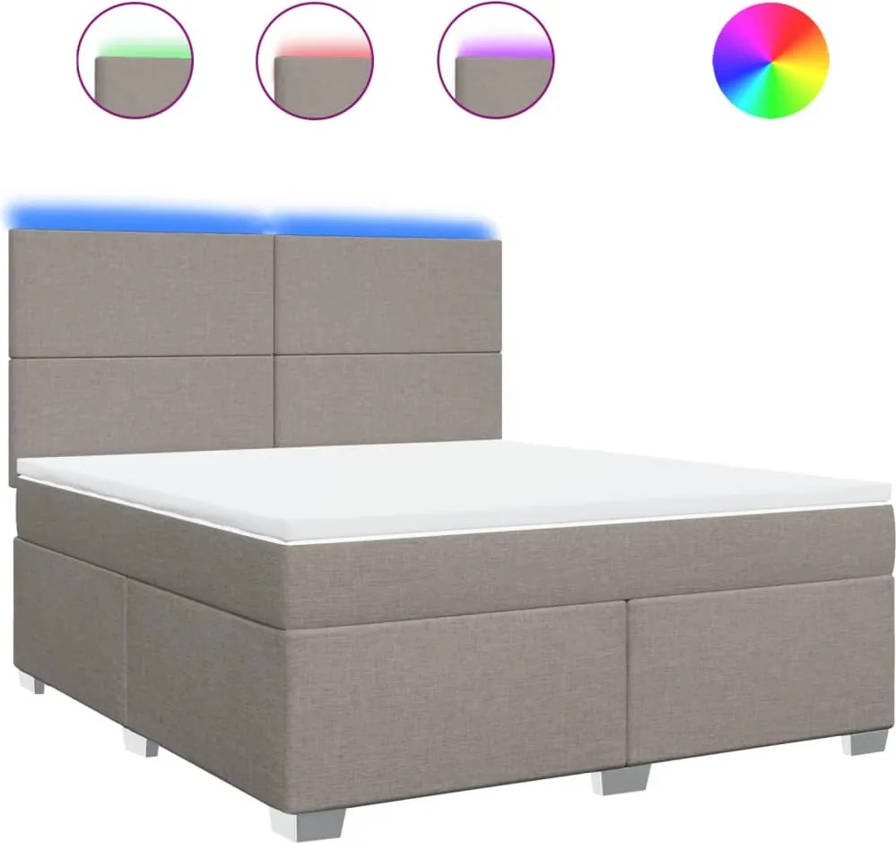 vidaXL Pat continental cu saltea, gri taupe, 180x200 cm, textil