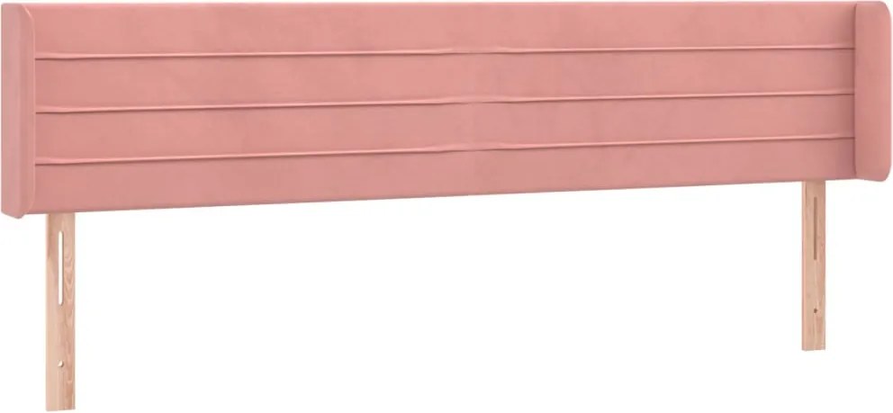 vidaXL Tăblie de pat cu aripioare roz 163x16x78/88 cm catifea