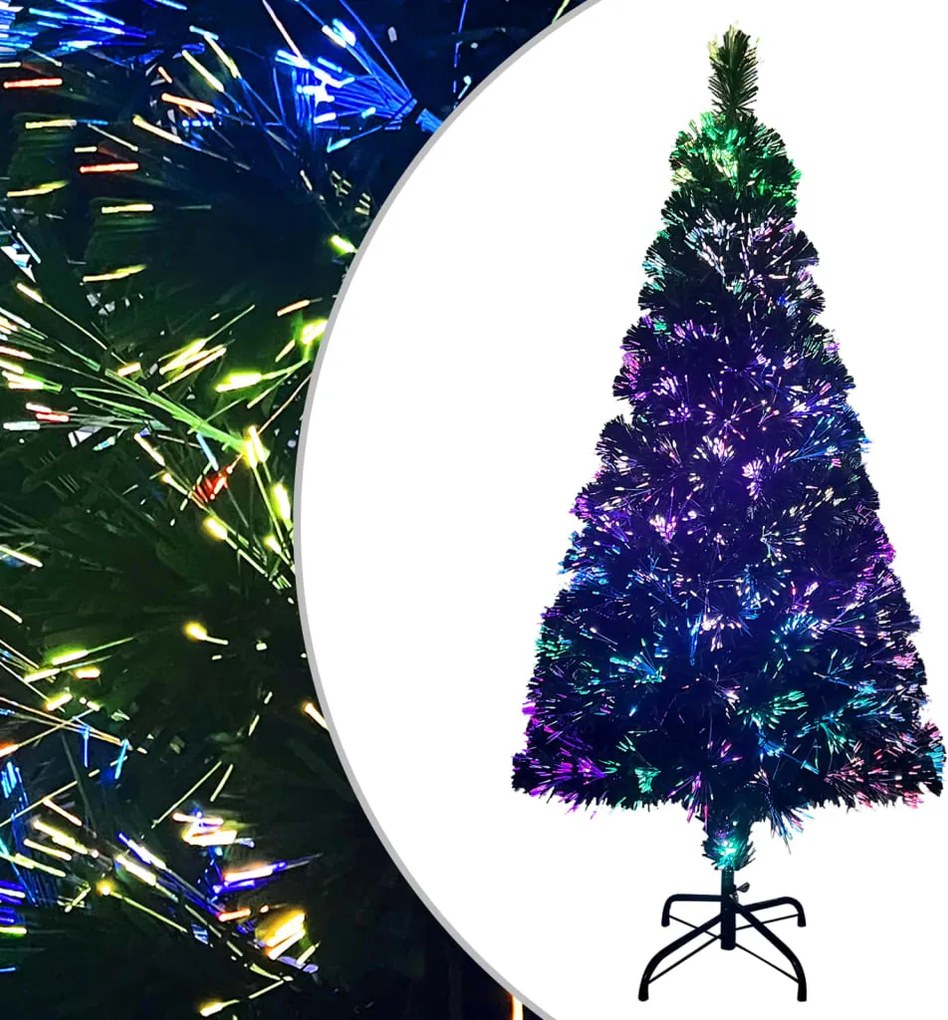 vidaXL Pom de Crăciun artificial cu suport, verde, 120cm, fibră optică