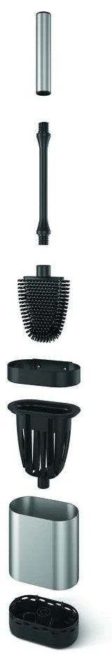 Perie de WC gri închis din oțel inoxidabil Cleany – Metaltex