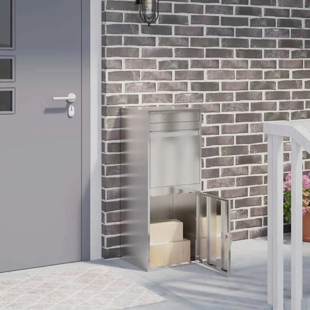 vidaXL Cutie pentru colet Argintiu 47,5 x 38 x 59 cm Oţel inoxidabil