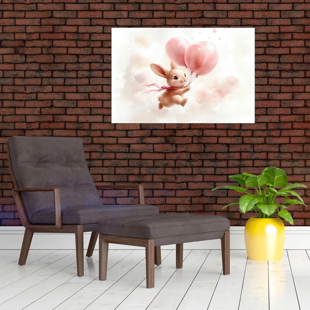 Tablou - Iepuraș cu Baloane (90x60 cm)