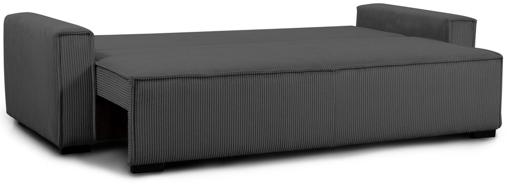 Canapea extensibila cu trei locuri si taburet SMART SET, gri inchis