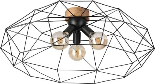 Brilagi - Plafonieră WOODY BASKET, 3 x E27/60W/230V, Ø 80 cm, stejar