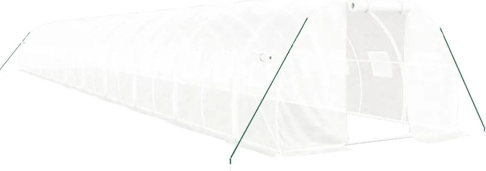 vidaXL Seră cu cadru din oțel, alb, 60 m², 20x3x2 m