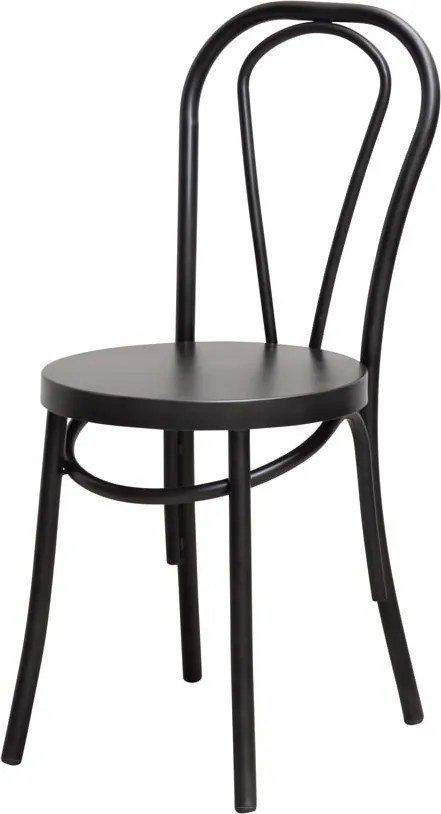Scaun dining din metal, negru, cu spătar în buclă dublă și șezut rotund, 89 x 39 x 47 cm, „Medley”
