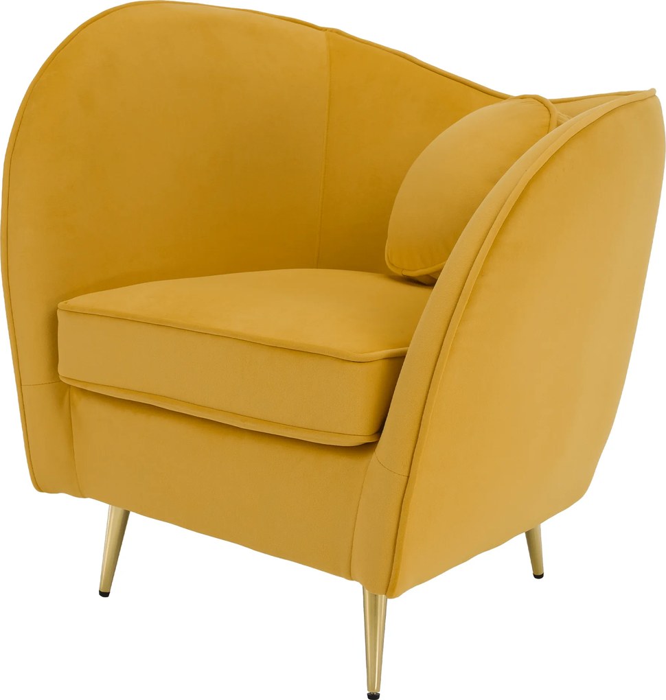 Fotoliu de design, ţesătură Velvet galbenă/gold crom auriu, EZIO
