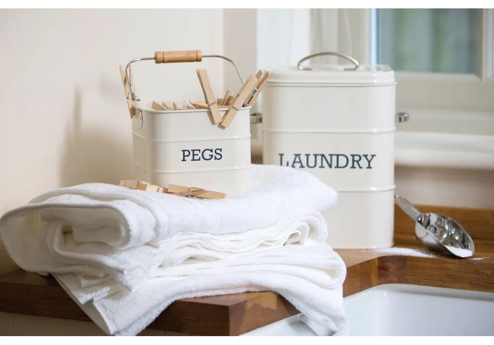 Cutie metalică pentru depozitare cârlige rufe Kitchen Craft Living Nostalgia, crem