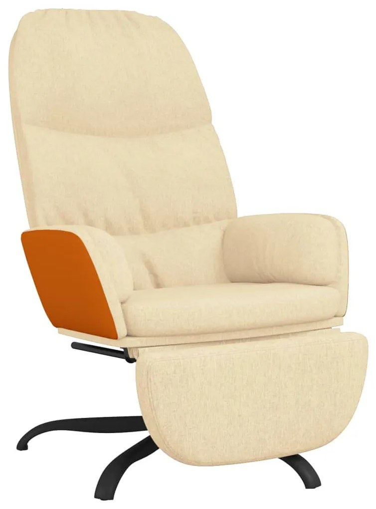 3097396 vidaXL Scaun de relaxare cu taburet, crem, material textil