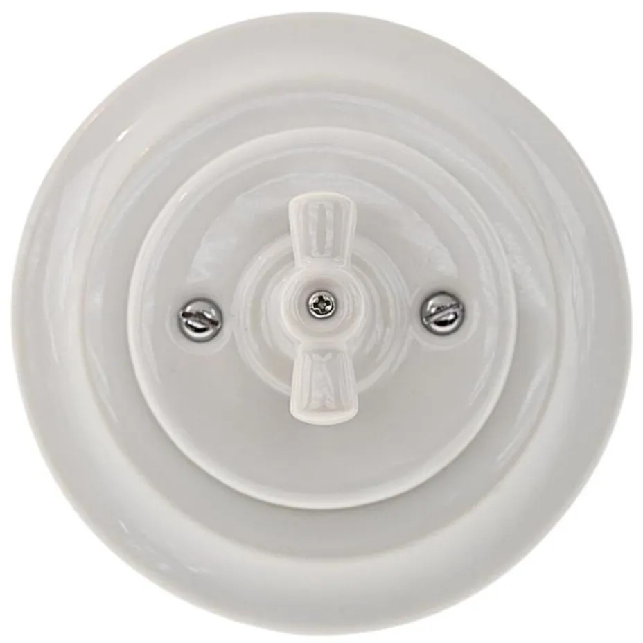 Bohemia-Design - Comutator rotativ retro din porțelan cu ramă nr. 1 alb