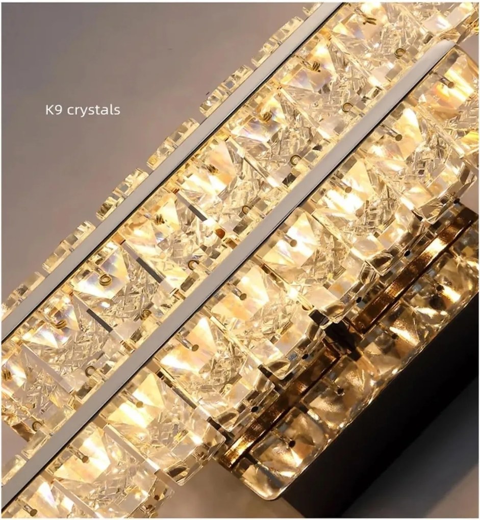 Aplica LED model B6818, textura cristal, 3 tipuri de lumină, 18 W, auriu
