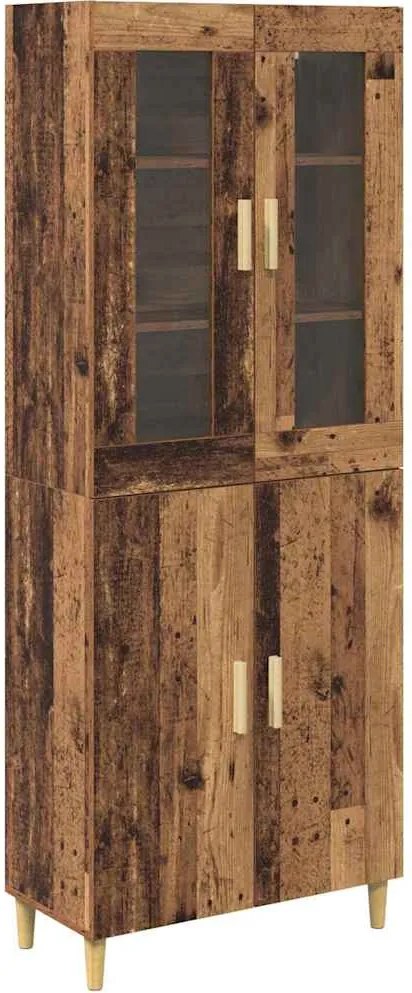 vidaXL Bufet Lemn Vechi 69,5 x 34 x 180 cm Lemn Stratificat și Sticlă