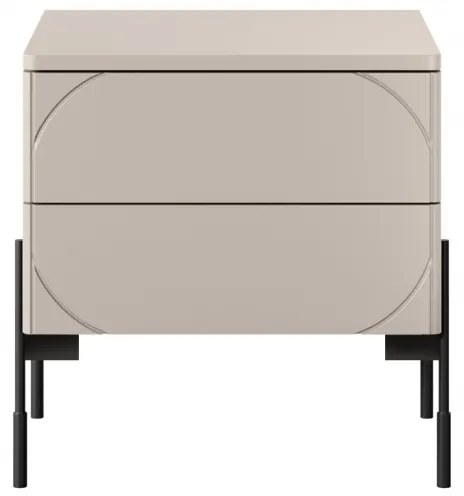 Noptieră cu sertare Sonatia 45 cm 2 sertare cu picioare metalice - cașmir