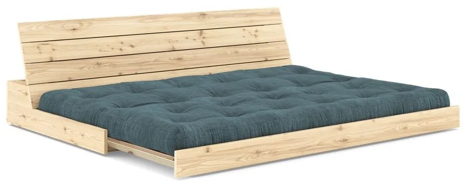 Canapea albastră extensibilă cu tapițerie din catifea reiată 196 cm Base – Karup Design