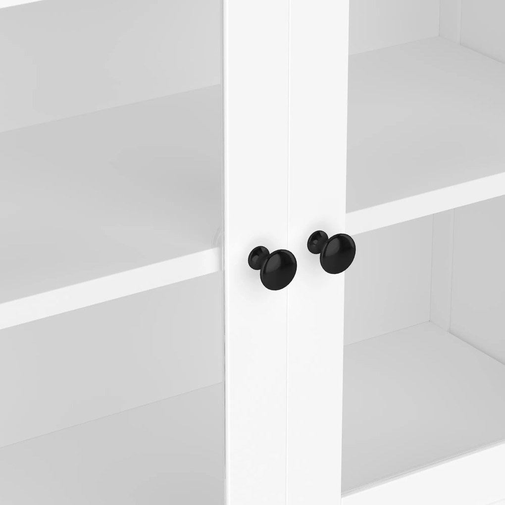 Dulap înalt pentru baie cu spațiu de depozitare, ușă de dulap din sticlă, rafturi ajustabile, 57,4x28,4x162,5 cm, Alb