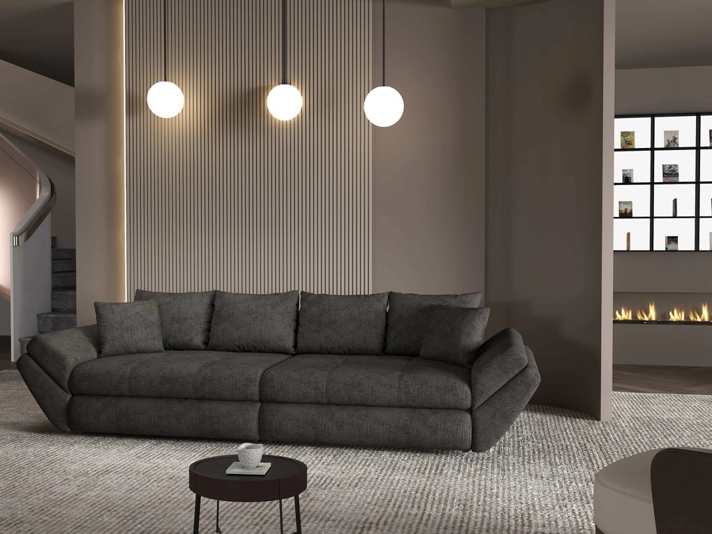 Canapea extensibilă dumonde cu ladă de depozitare si sezut confortabil din spuma high-density, Loana Enjoy Negru 300x100 cm