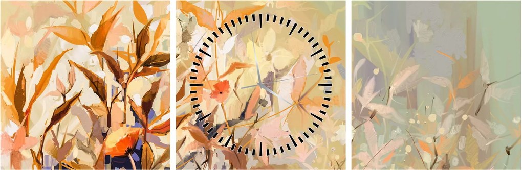 Tablou - Plante pictate (cu ceas) (90x30 cm)