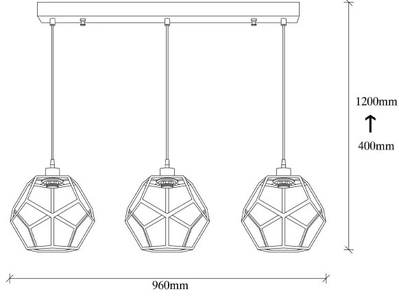 Lustră pe cablu DEGIRMEN 3xE27/100W/230V