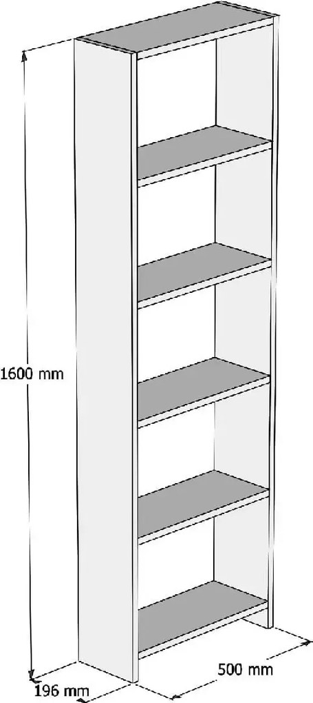 Biblioteca/etajera carti, Homs Design, nuc, 160 x 50 x 20 cm, PAL