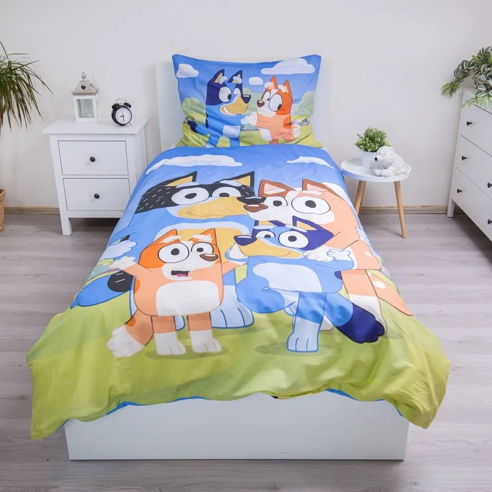 Lenjerie de pat pentru copii din bumbac pentru pat de o persoană 140x200 cm Bluey – Jerry Fabrics