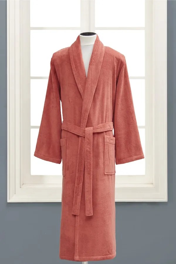 Halat unisex MICRO COTTON în cutie cadou + papuci Alb crem / Ecru XL + Papuci de casa (42/44) + cutie cadou