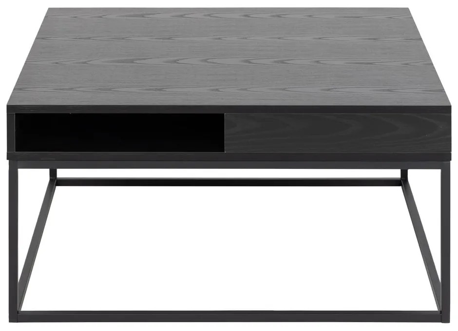 Măsuță de cafea neagră cu blat cu aspect de lemn de frasin 80x80 cm Willford – Actona