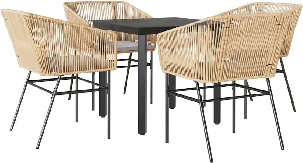 vidaXL Set mobilier de grădină cu perne 5 piese maro sticlă polirattan