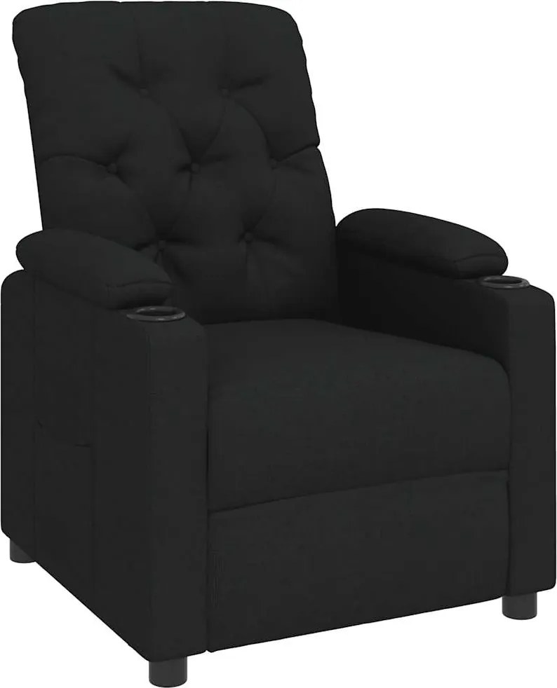 vidaXL Fotoliu rabatabil, negru, material textil