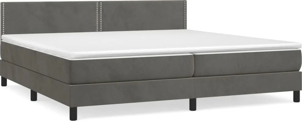 vidaXL Pat box spring cu saltea, gri închis, 200x200 cm, catifea