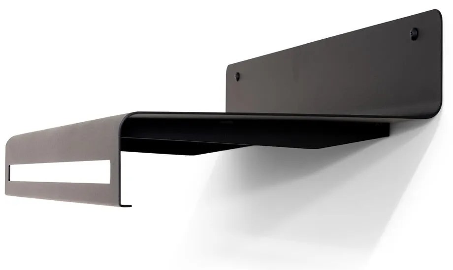 Cuier de perete negru cu raft din metal 78 cm Sway – Spinder Design
