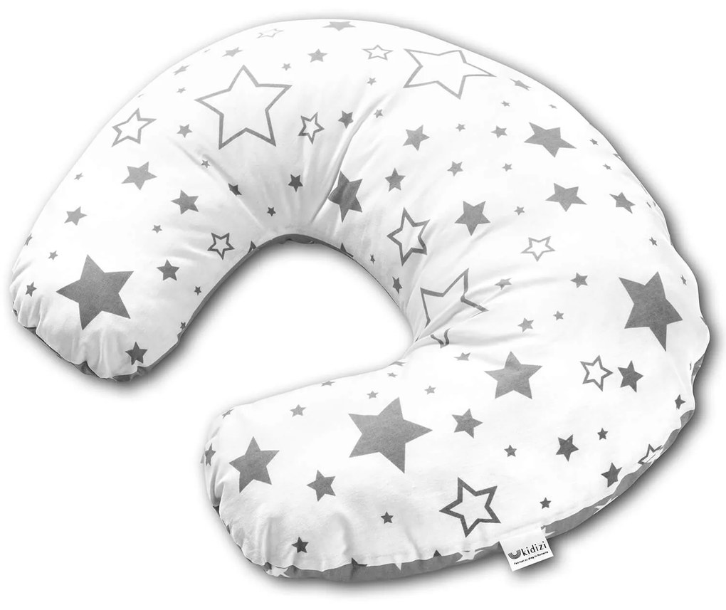 Perna pentru alaptare multifunctionala 3 in 1 Kidizi Celia Galaxy Grey, poate fi utilizat ca si suport tummy time si fotoliu bebe