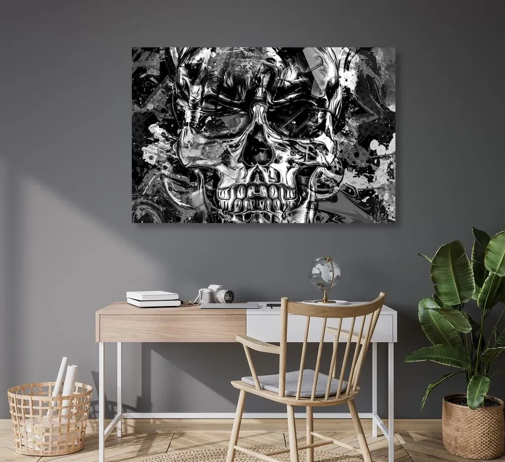 Tablou craniu de artă în design alb-negru