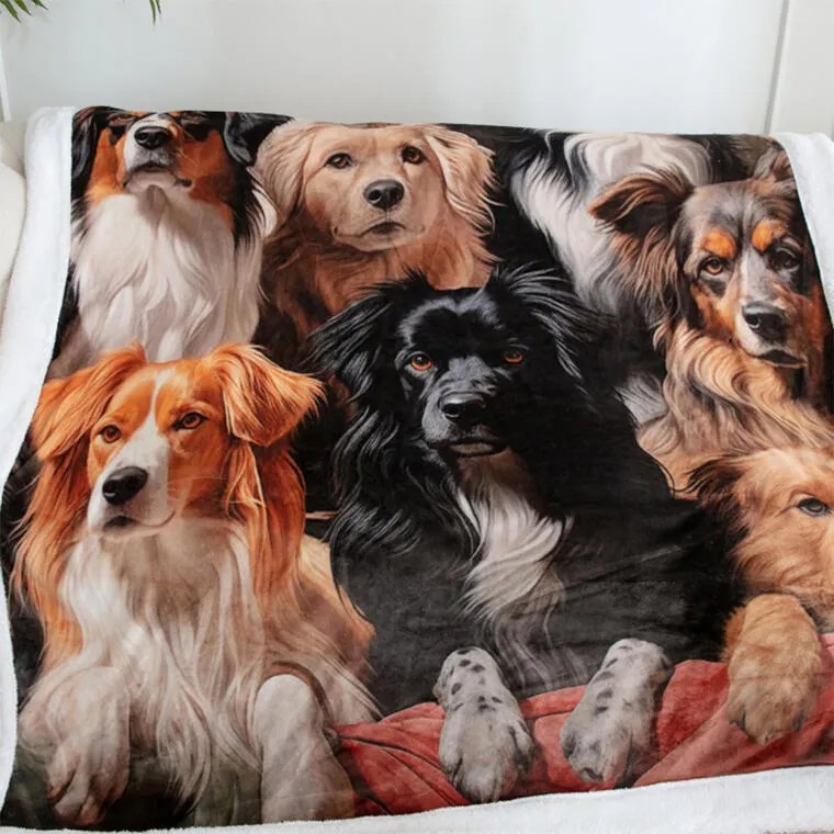 Pătură cu blăniță CÂINI 150 x 200 cm
