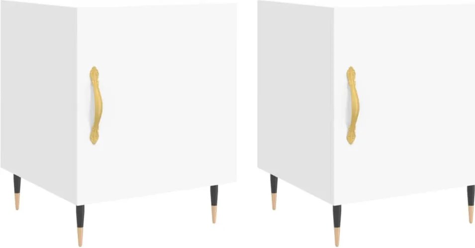 vidaXL Noptiere, 2 buc., alb, 40x40x50 cm, lemn compozit