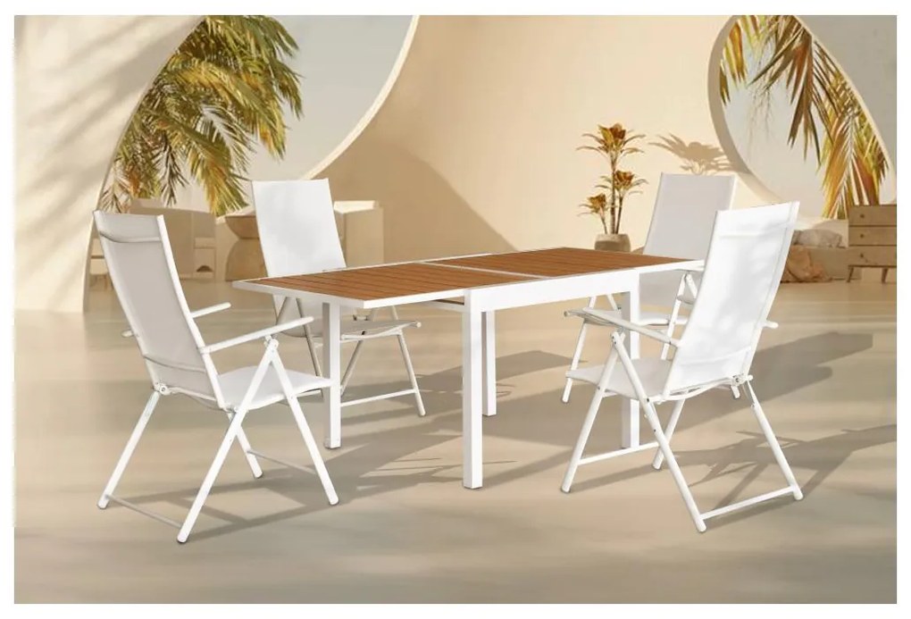 Set mobilier de grădină Numeral (alb + stejar) (pentru 4 persoane). 1116423