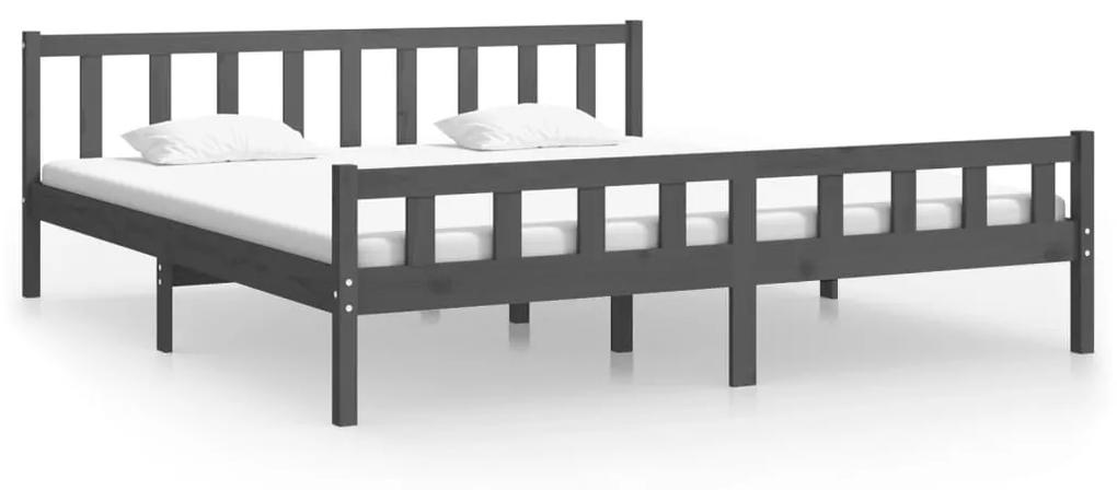 810701 vidaXL Cadru de pat, gri, 200x200 cm, lemn masiv
